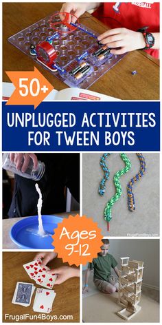 Tired of hearing, “I’m bored!” Tired of being told there is “nothing” to do? Looking for things for your tween boy to be engaged in? We’ve got you covered! This post is full of activities, hobbies, jobs, and more that tweens will enjoy. The “tween” years (10-12 years old, but I’m including age 9) can...Read More » Boys Crafts, Hobbies Ideas, Indoor Activities For Kids, Rainy Day Activities, Summer Activities For Kids, Fun Craft, Crafts For Girls