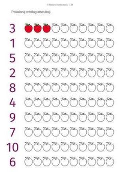 a printable worksheet with numbers and apples