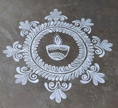 an intricately designed design on the ground