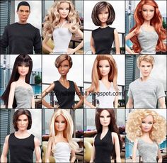 many different types of barbie dolls are shown in this collage, each with their own hair color