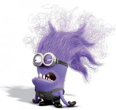 a purple monster with long hair and big eyes