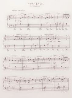 sheet music with the words swan lake on it