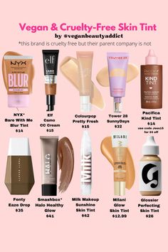 Neutrogena Tinted Moisturizer, Cruelty Free Makeup Aesthetic, Vegan Makeup Products, Nyx Skin Tint, Tower28 Skin Tint, Good Tinted Moisturizer, Too Faced Skin Tint, How To Use Tinted Moisturizer