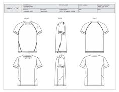 the front, back and side views of an unisex t - shirt