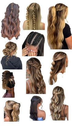 Simple Cute Hairstyles For Hoco, Cute Plaited Hairstyles, Bejeweled Hairstyles, Braided Hairstyles For Homecoming, Cute Hairstyles For Medium Hair Braids, Cute Hairstyles For Teenagers, Hairstyles For Thick Wavy Hair Long, Hair Styles For Senior Pictures, Braid Across Front Of Hair