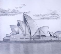 a pencil drawing of the sydney opera house