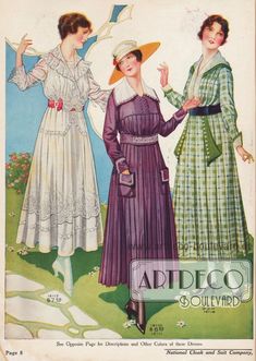 National Cloak & Suit Co. » Frühjahr/Sommer 1917 | ARTDECO BOULEVARD 1915 Fashion, Dress Illustration, Fashion Illustration Dresses