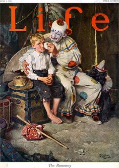 the cover of life magazine shows two children dressed as clowns