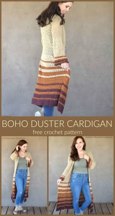 the boho duster cardigan free crochet pattern is easy to make