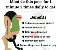 a woman doing yoga poses with the words'must do this pose for 1 minute 2 times daily to get benefits