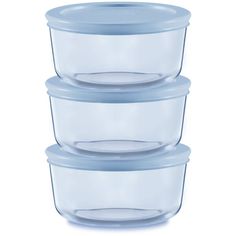 three plastic containers stacked on top of each other