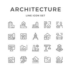 architecture line icon set in modern style