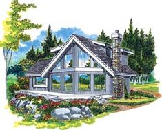 this is an artist's rendering of the cabin style house plans for small homes