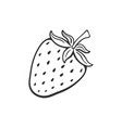 a black and white drawing of a strawberry