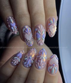 Talavera Nails, Almond Acrylic Nails Designs, Boho Nails, Bunny Nails, Hippie Nails, Spring Nail Designs, Pointed Nails, Brighter Days, Pretty Nail Designs