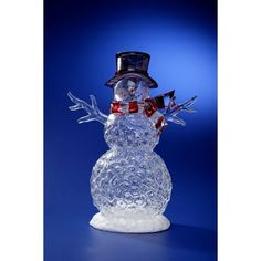 One piece, acrylic & resin LED/AAA batteries required, not included Clear color on the snowman's body Black finish on its hat Red scarf for a nice winter touch 14" H Body Black, Red Scarf, Top Crafts, Red Scarves, Throw Blankets, The Holiday Aisle, Top Hat, Slipcovers, Batteries