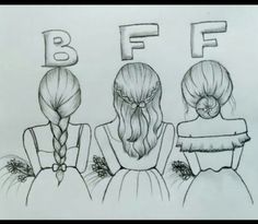 three girls with braids are standing in front of the letters f, f and f