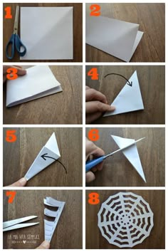 instructions for how to make a paper spider web