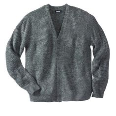 What a classic! This v-neck cardigan is as easy to wear as it is to care for. Big 30, Tall Man, Shawl Collar Cardigan, Cardigan Knit, Classic Cardigan, Big Clothes, Sweater Grey, Big And Tall Outfits, V Neck Cardigan