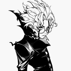 a black and white drawing of gohan from the dragon ball anime, with his hair blowing in the wind