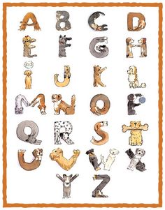 a cross stitch alphabet with animals and letters