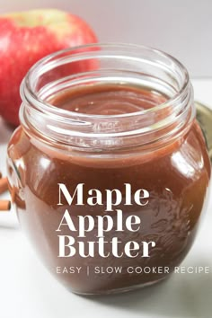 an apple butter recipe in a glass jar