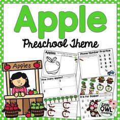 an apple themed preschool theme with the words apples