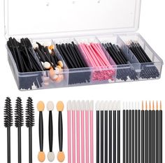 PRICES MAY VARY. A more complete beauty portfolio: You will receive 60 large eyeliner brushes, 60 small eyeliner brushes, 55 pink lip applicators disposable, 55 black lip applicators disposable (can be used as an eyelash cleaning brush), 50 mascara brushes and 20 eyeshadow applicators , 1pc separate storage boxes, a total of 300pcs disposable multi-purpose beauty products, enough quantity and different are enough for you to apply and replace Clean and disposable: these makeup applicators tools a Makeup Artist Supplies, Makeup Applicators, Skincare Stuff, Make Up Storage, Makeup Drawer Organization, Makeup Drawer, Drawer Organization, Makeup Supplies, Mascara Brush