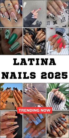 Black Nails With Green, Nails With Green, Latina Nails, Acrylic Pink, Spring Nail Designs, Bold Accessories, Inspire Creativity