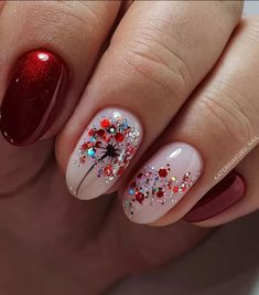 Nail Art Natale, Red Glitter Nail Designs, Glitter Gel Nails, Pretty Nail Art Designs, Pretty Nail Art, Nail Designs Glitter, Xmas Nails, Gel Nail Designs