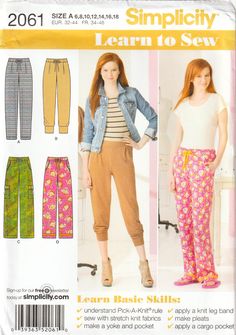 the sewing pattern for this women's pants is easy to sew