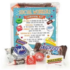 the social workers survival kit is packed with candy