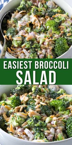 broccoli salad in a bowl Broccoli Salad Recipe Easy, Broccoli Bacon, Broccoli Salad Recipe, Fresh Salad Recipes, Bacon Salad