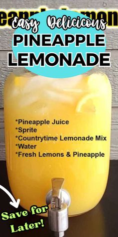 pineapple lemonade recipe in a mason jar