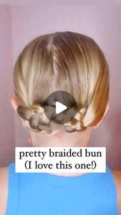 Audrey McClelland on Instagram: "PRETTY BRAIDED BUN 💗 Looking for a pretty hairstyle to try? This bun is so sweet and cute! It’s easy to do (I, promise!) . I share all of the hair products that we love and use above in my stories and in my highlights. Feel free to ask me any questions!  . #bunhairstyle #bunhairstyles #bunhair #hairdo #braidideas #braidinspo #braidinspiration #braid #simplehairstyles #simplehair #simplehairstyle #easyhairstyles #easyhairstyle #easyhairstylesforgirls #cutehairstyles #cutehair #hairvideo #hairideas #hairinspo #hairinspiration #hairvideos #hairidea #schoolhairstyles #schoolhair #hairstyles #hair #hairstyle #hairtutorial #hairtutorials" Grade 2 Hairstyles, Gymnastics Competition Hair Easy, Braided Bun Easy, Gymnastics Bun Hairstyles, Girl Hair Dos Easy, Two Braids Bun, Cute Braid Hairstyles For School, Braided Hairstyles Bun