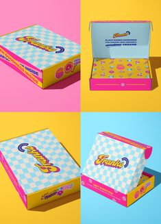 Fun Mailing box design inspired by 90s branding Retro Box Packaging Design, Cute Packaging Design Boxes, Promo Box Design, Retro Box Design, Fun Box Packaging, Retro Design Packaging, Fun Package Design, Mailer Box Packaging Design, Colourful Packaging Design