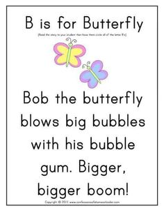 a poster with the words b is for butterfly