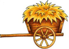 a drawing of a wooden wagon with flowers on the front and wheels, as well as an arrow