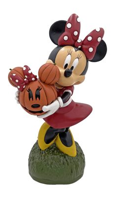 Flagology's Minnie with Jack-o-Lantern 12" Statue will add character to your yard or garden. If you are looking to celebrate Fall or Halloween, this will be sure to get you into the spirit and personalize your home or campsite. Featured as part of our growing Disney collection, this Garden Statue features All Disney or Minnie Mouse. Looking for the perfect gift for a Birthday, Memorial or Holiday? You will be thrilled with the reaction when they open a Garden Statue as a gift from you!  Flagolog Minnie Mouse Halloween, Outdoor Garden Statues, Halloween Outdoor, Garden Statue, Cast Stone, Outdoor Statues, Outdoor Halloween, Sculptures & Statues, Mickey And Friends