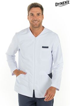 Chaqueta de hombre para sanidad y farmacia. Batas y uniformes para sanidad. Chef Coat, Office Uniform, Dental Office Design, Medical Outfit, Letter Size