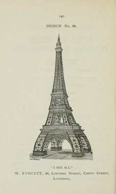 an old drawing of the eiffel tower