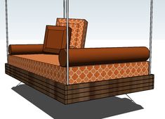 an image of a bed that is in the shape of a canopy with pillows on it