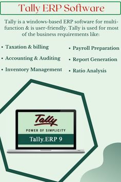 an advertisement for taly erp software, with the caption's description below