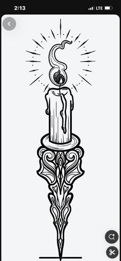 a drawing of a candle on top of a table