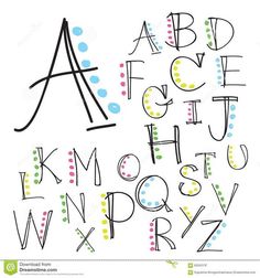 Fonts Doodle Art Letters, Colorful Alphabet