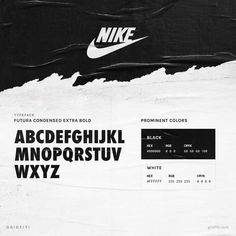 an old nike ad with the letter's upper and lower letters in black and white