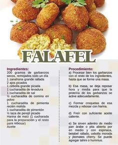 an advertisement for falafel is shown with the words in spanish and english