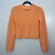 Nwt Zara Crew Neck Knit Sweater Peach Size Medium Trendy Fitted Orange Sweater, Orange Fitted Trendy Sweater, Fitted Trendy Orange Sweater, Cozy Orange Knit Top, Casual Orange Knit Top For Fall, Orange Soft Knit Sweater For Spring, Orange Textured Knit Top For Fall, Orange Long Sleeve Stretch Sweater, Orange Stretch Long Sleeve Sweater