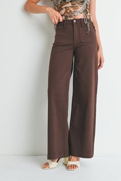 The Mini Patch Pocket Wide Leg in Dark Brown Brown Wide Leg Jeans, Trendy Jeans, Short Cardigan, Crop Top Sweater, Colored Denim, Fall Wardrobe, Clothes Gift, Jacket Tops, Bottoms Pants