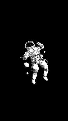 an astronaut floating in the air with his arm out and one hand on his hip